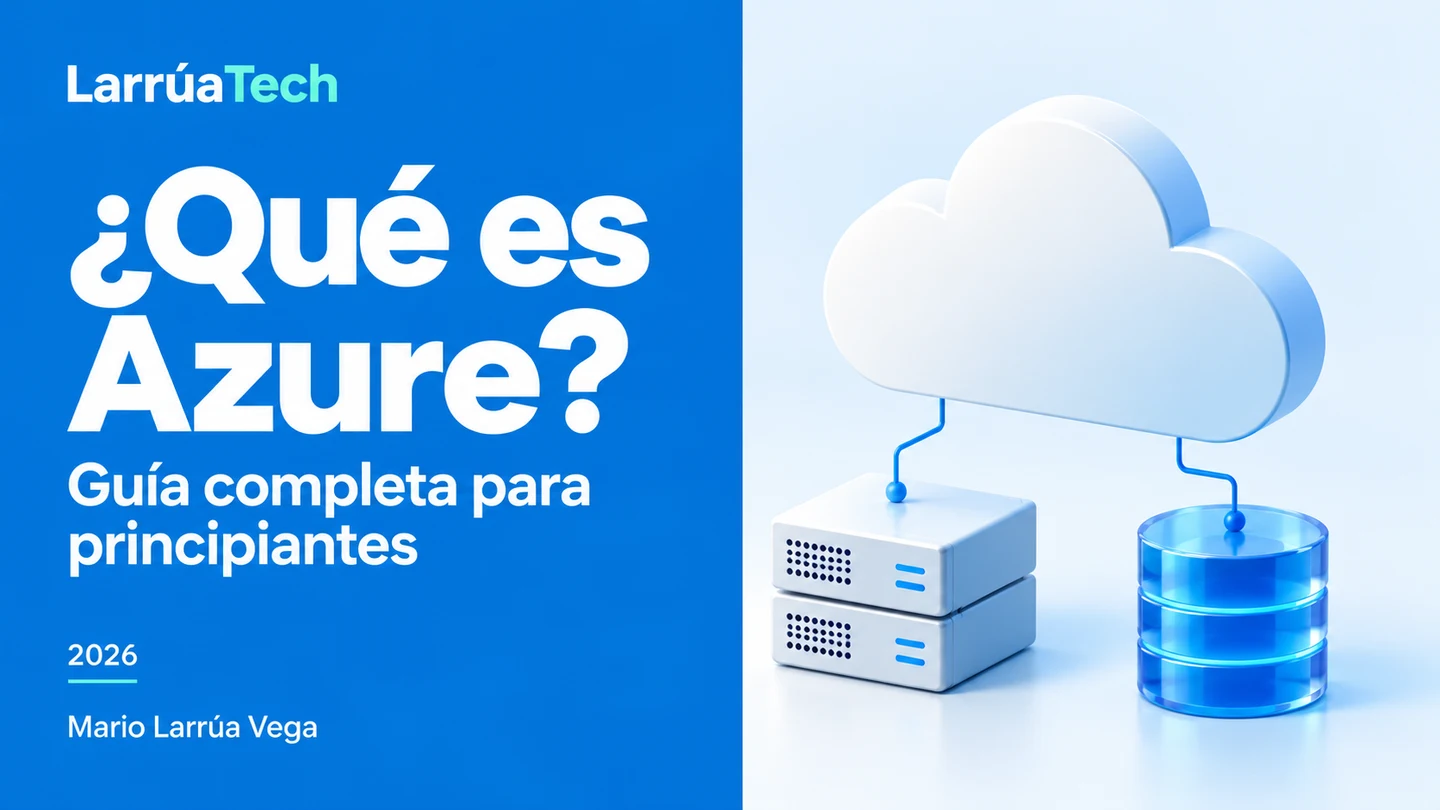 Portada de ¿Qué es Azure? Guía completa para principiantes, con una nube conectada a un servidor y una base de datos.